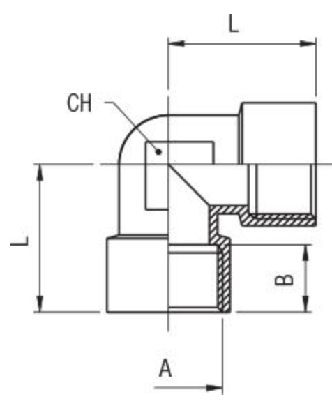 /L kus vzduch vnutorne zavity L elbow air inside thread